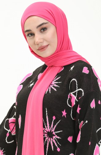 Triko Desenli Kazak 80059-08 Siyah Pembe