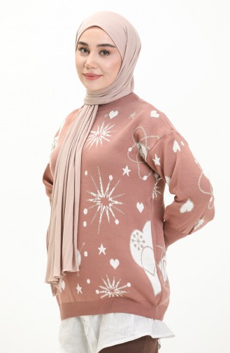 Patterned Sweater 80059-09 Dusty Rose White 80059-09