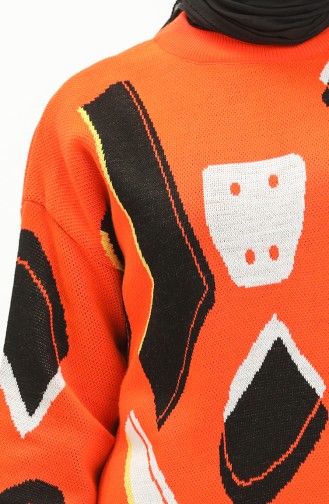 Pull Tricot à Motifs 80060-01 Orange 80060-01