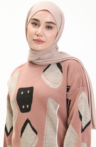 Trikot gemusterter Pullover 80060-03 Rosa 80060-03