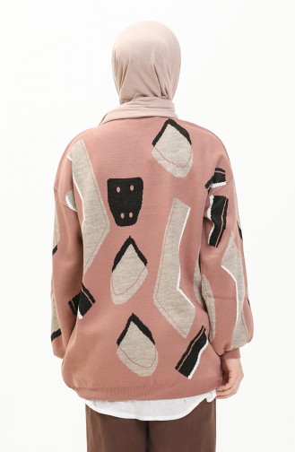 Trikot gemusterter Pullover 80060-03 Rosa 80060-03