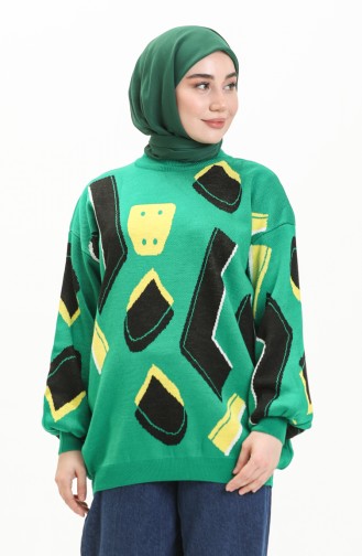 Trikot gemusterter Pullover 80060-05 Grün 80060-05