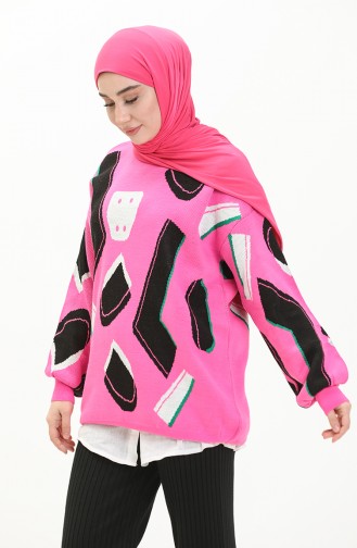 Trikot gemusterter Pullover 80060-08 Pink 80060-08