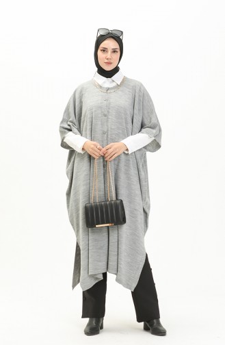 Trikot geknöpfter Poncho 3265-08 Grau 3265-08