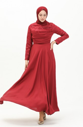 Weinrot Hijab-Abendkleider 3991