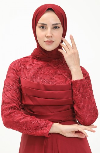 Weinrot Hijab-Abendkleider 3991