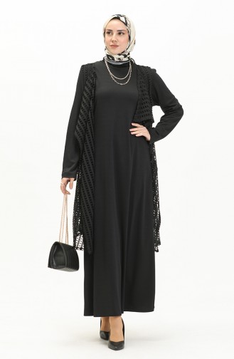 Hijab Kleid mit Weste 5505-01 Schwarz 5505-01