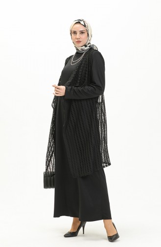 Yelekli Tesettür Elbise 5505-01 Siyah