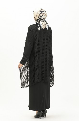 فستان بسترة بدون أكمام 5505-01 أسود 5505-01