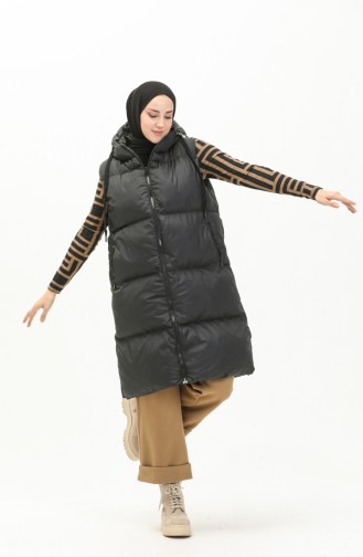 Gilet Matelassé à Capuche 6049-01 Noir 6049-01