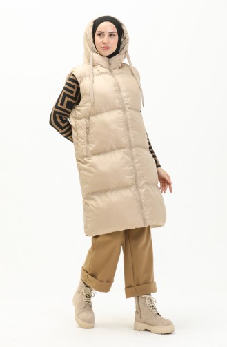 Gilet Matelassé à Capuche 6049-03 Beige 6049-03