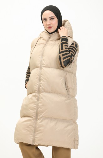 Gilet Matelassé à Capuche 6049-03 Beige 6049-03