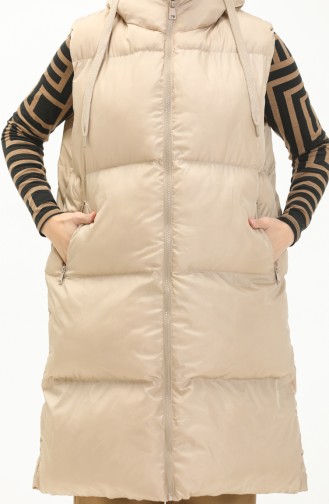 Hooded Puffer Vest 6049-03 Beige 6049-03