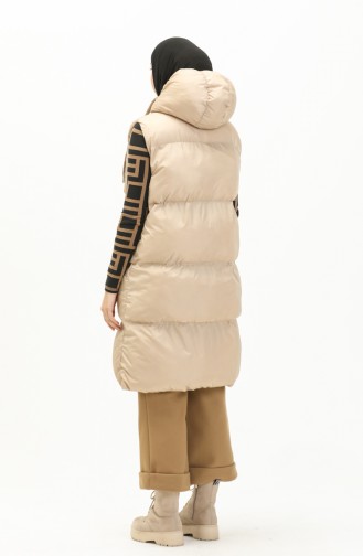 Hooded Puffer Vest 6049-03 Beige 6049-03