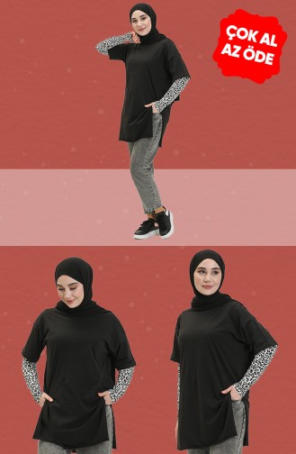 Basic Tshirt 3lü Kombin 1001-01 Siyah