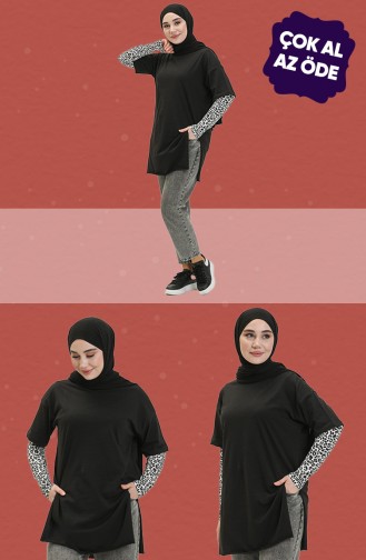 Basic Tshirt 3lü Kombin 1001-01 Siyah