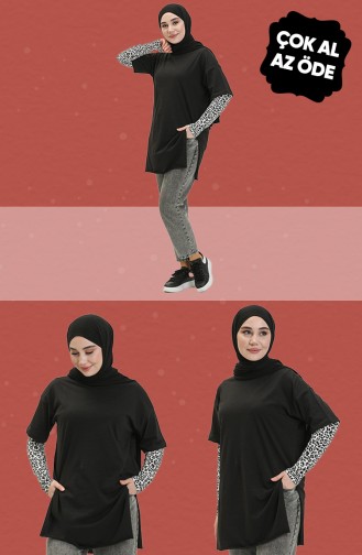 Basic Tshirt 3lü Kombin 1001-01 Siyah