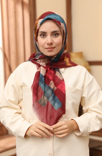 Patterned Scarf 13208-04 Cherry Petrol 13208-04