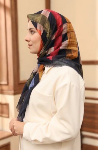 Patterned Scarf 13208-17 Navy Blue Indigo 13208-17