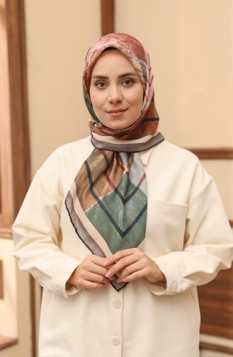 Patterned Soft Scarf 1004-07 Brown Khaki 1004-07