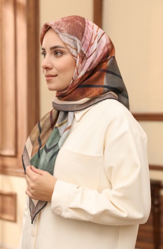 Patterned Soft Scarf 1004-07 Brown Khaki 1004-07