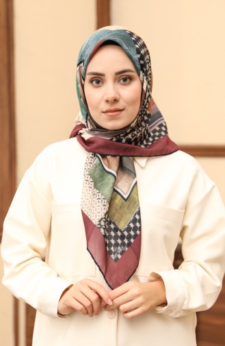 Patterned Soft Scarf 1006-01 Claret Red Green 1006-01