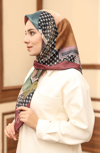 Patterned Soft Scarf 1006-01 Claret Red Green 1006-01