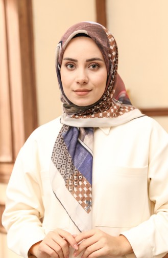 Desenli Soft Eşarp 1006-11 Bej Mor