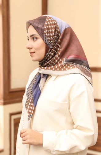 Desenli Soft Eşarp 1006-11 Bej Mor
