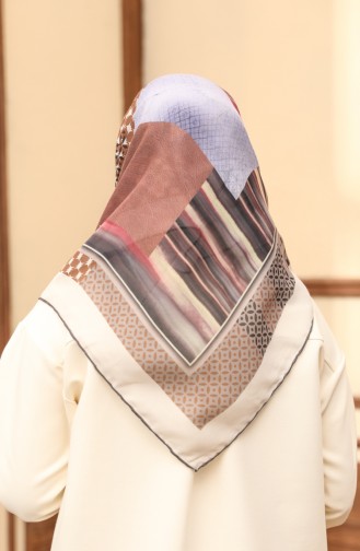 Desenli Soft Eşarp 1006-11 Bej Mor