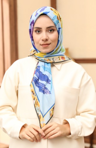 Patterned Soft Scarf 1008-12 Blue Saxe 1008-12
