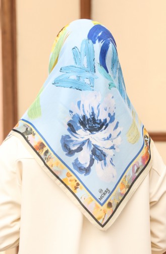 Patterned Soft Scarf 1008-12 Blue Saxe 1008-12