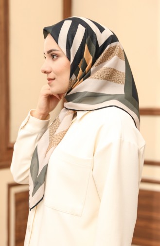 Patterned Soft Scarf 10100-03 Khaki Mustard 10100-03