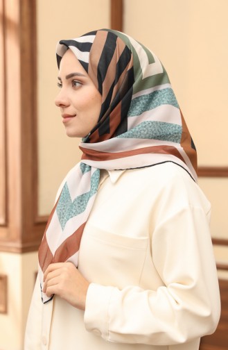 Desenli Soft Eşarp 10100-08 Çağla Yeşili Camel