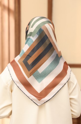 Desenli Soft Eşarp 10100-08 Çağla Yeşili Camel