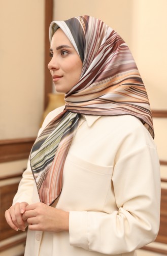 Écharpe en Sergé à Motifs 3006-01 Brun Moutarde 3006-01
