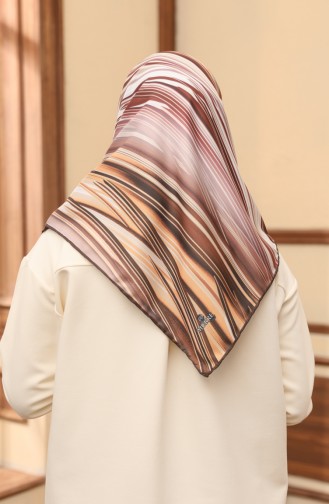 Écharpe en Sergé à Motifs 3006-01 Brun Moutarde 3006-01