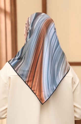 Gemustertes Twill Kopftuch 3006-02 Khaki-Blau 3006-02