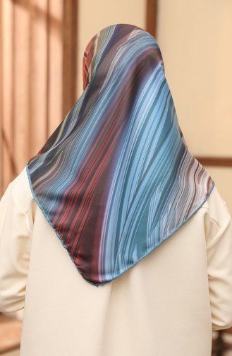 Patterned Twill Scarf 3006-06 Brown İndigo 3006-06