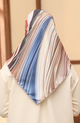 Desenli Twill Eşarp 3006-09 Somon Hardal