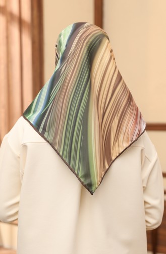Desenli Twill Eşarp 3006-10 Limon Sarısı Kahverengi