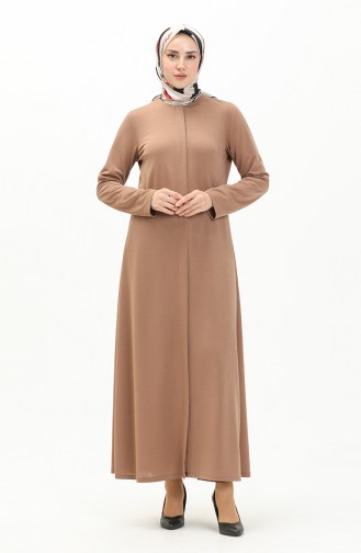 Hidden Placket Abaya 2027-01 Mink 2027-01