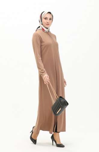 Hidden Placket Abaya 2027-01 Mink 2027-01