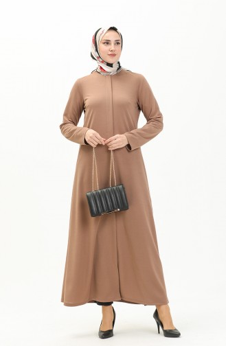 Hidden Placket Abaya 2027-01 Mink 2027-01
