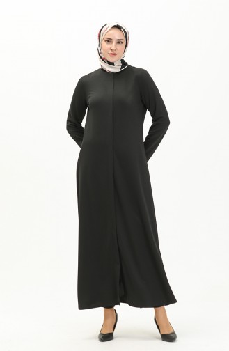 Abaya mit verstecktem Stoffdetail 2027-02 Schwarz 2027-02