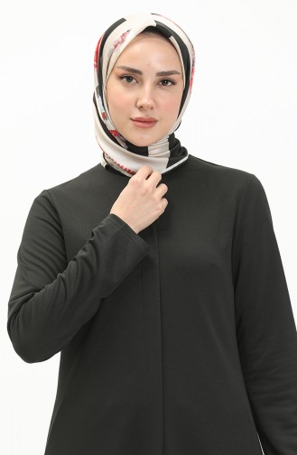 Abaya mit verstecktem Stoffdetail 2027-02 Schwarz 2027-02