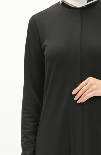 Abaya mit verstecktem Stoffdetail 2027-02 Schwarz 2027-02