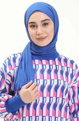 Trikot gemusterter Pullover mit Ballonärmeln 80056-02 Pink-Sax 80056-02