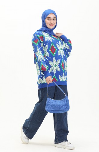Triko Desenli Kazak 80058-09 Saks Kemik