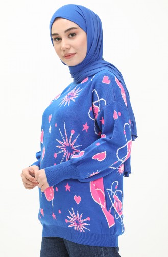 Triko Desenli Kazak 80059-03 Saks Pembe